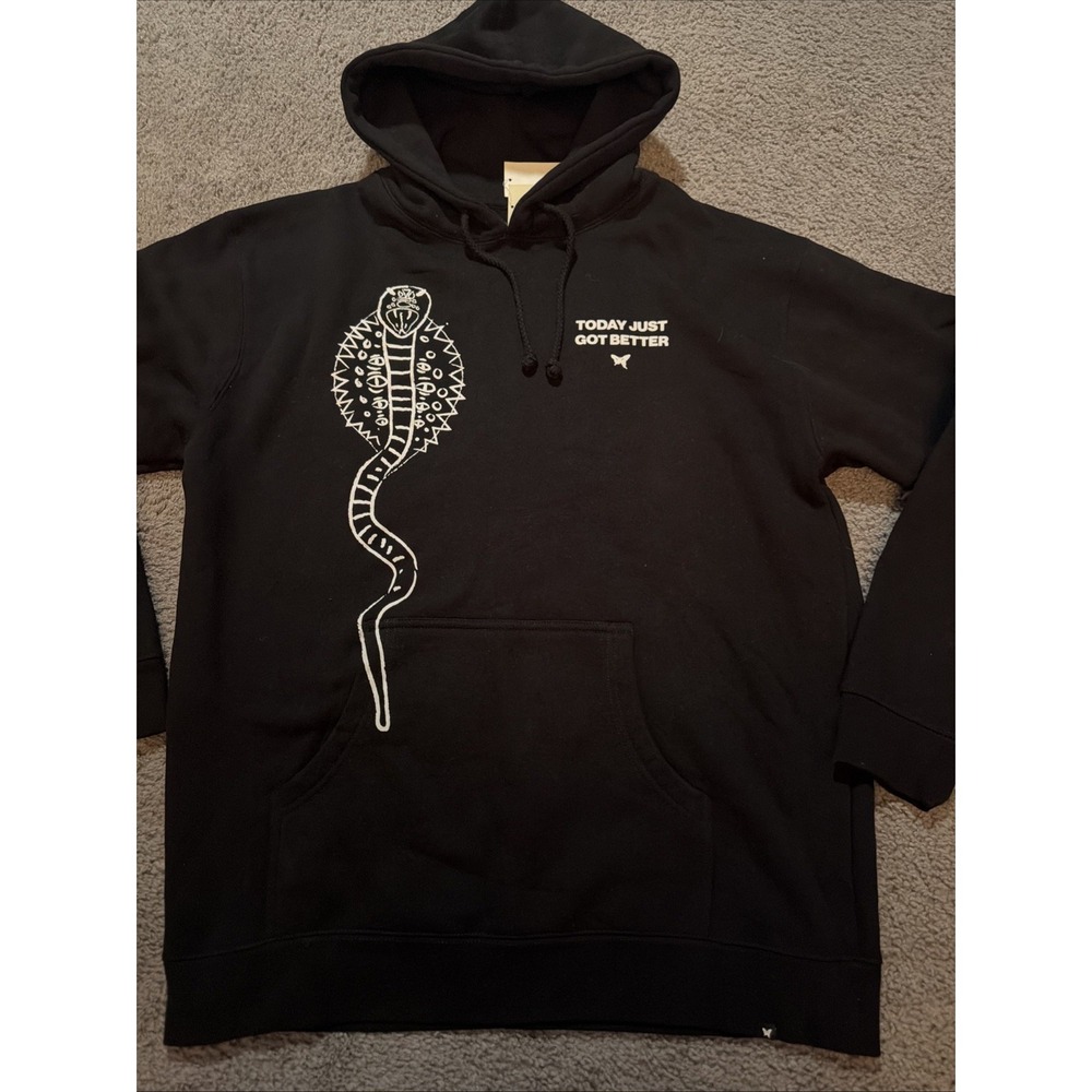 CLSICS Snake Hoodie Men's L NWT Black Cobra Today Just Got Better 100% Cotton